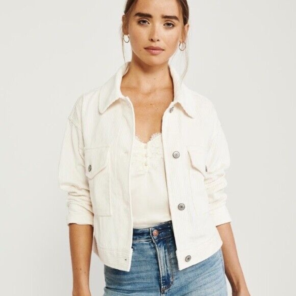 Cream Boxy Cropped Jean Jacket